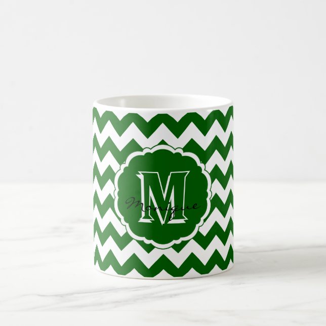 SC Monogramm Zickzack, Grün-Weiß-Kaffee-Tasse Kaffeetasse (Mittel)