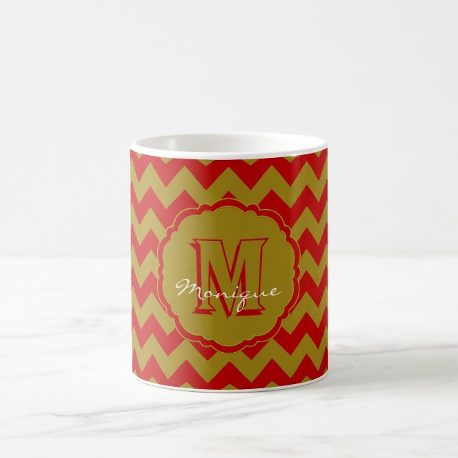 SC Monogramm Zickzack, Red-Gold-Coffee-Tasse Kaffeetasse (Mittel)