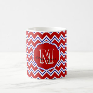 SC Monogramm Zickzack, Red-White-Blue-Kaffee-Tasse Tasse
