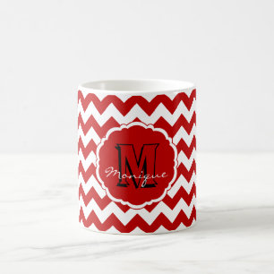 SC Monogramm Zickzack, Red-White-Coffee-Tasse Tasse
