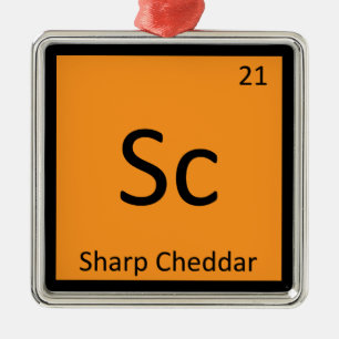 Sc - Scharfe Cheddar-Käse Chemie Periodensystem Ornament Aus Metall