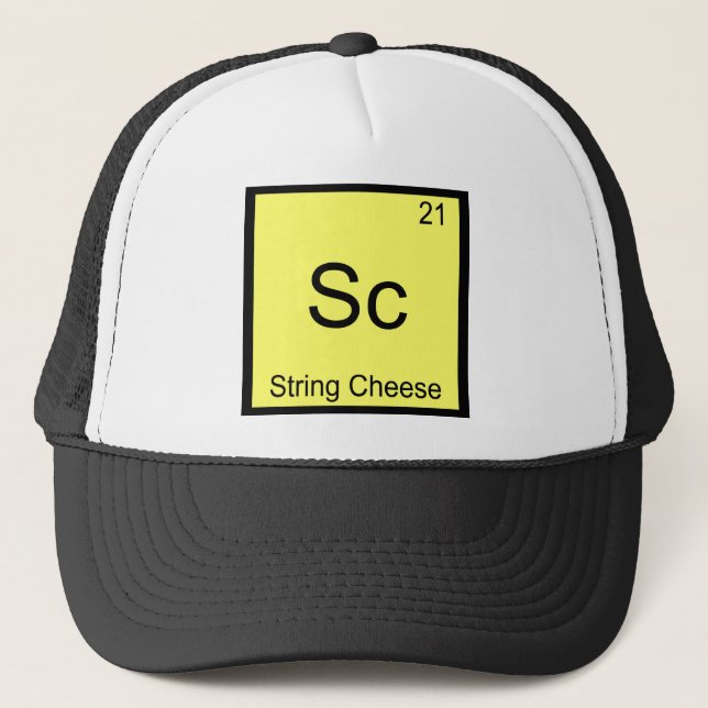 Sc - String Cheese Funny Chemistry Element Symbol Truckerkappe (Vorderseite)