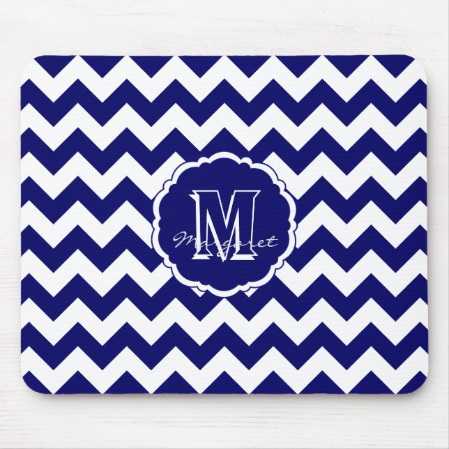 SC Zickzack Maus Pad Blue und White Dunkel Mousepad (Vorne)