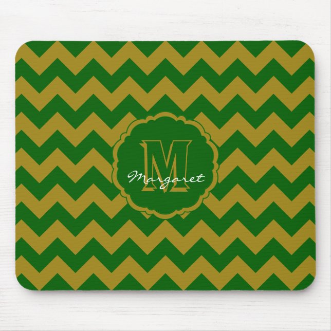 SC Zickzack Mouse Pad Green und Gold Mousepad (Vorne)