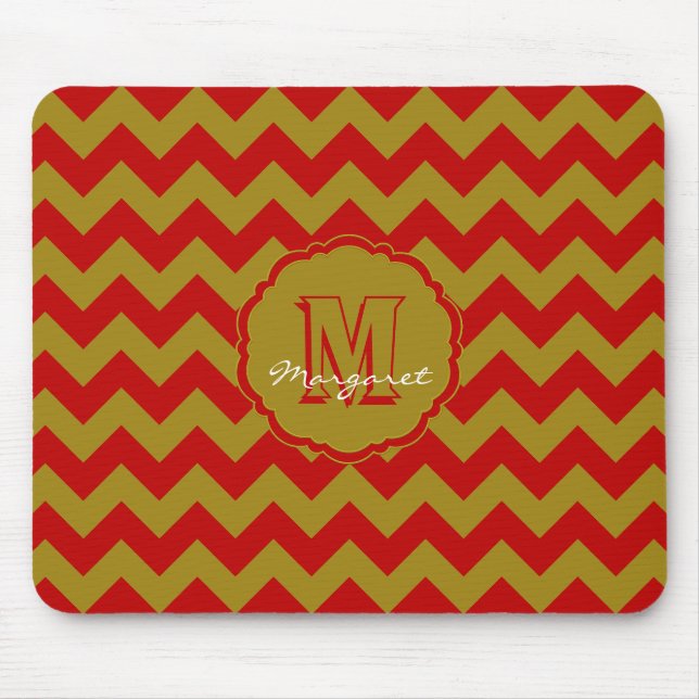 SC Zickzack Mouse Pad Red und Gold Mousepad (Vorne)