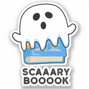 Scaaary Booook Funny Ghost Book Pub Aufkleber