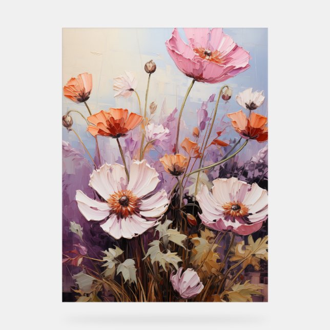 Scabiosa - Impasto Floral Acrylschild (Vorderseite)