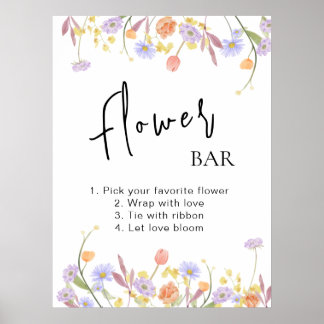 Scabiosa Wildblume Brautparty Blume Bar Poster