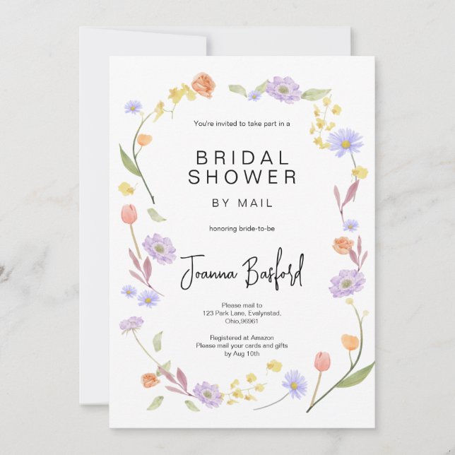 Scabiosa Wildblume Brautparty per Post Einladung (Vorderseite)