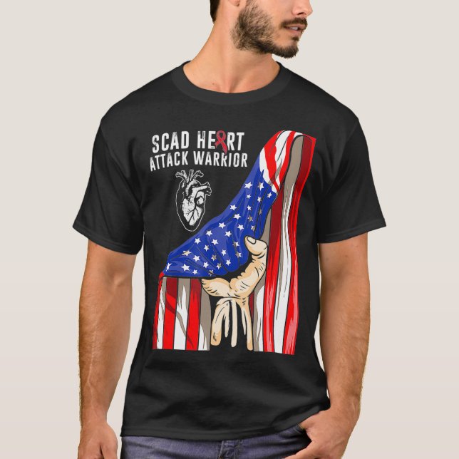 SCAD Heart Attack Survivor Art US Warrior Awarenes T-Shirt (Vorderseite)