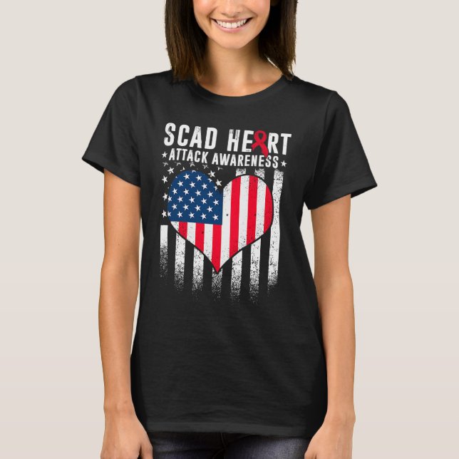 SCAD Heart Attack Survivor Erholung Warrior Awaren T-Shirt (Vorderseite)