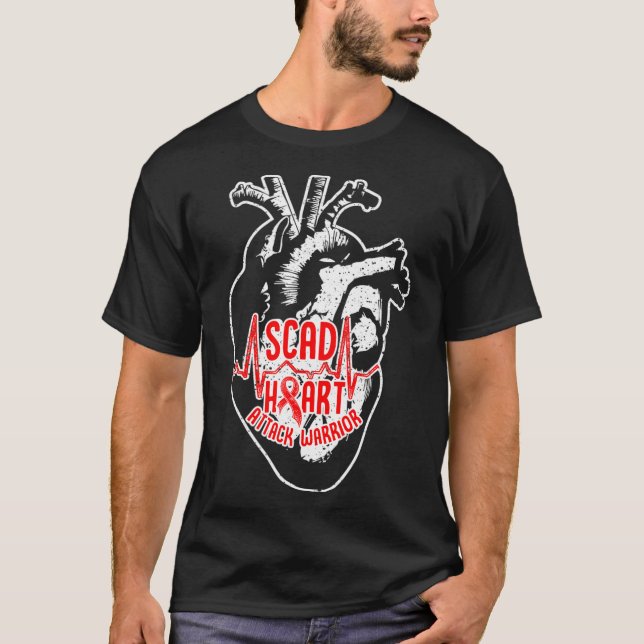 SCAD Heart Attack Survivor Ribbon Warrior Awarenes T-Shirt (Vorderseite)