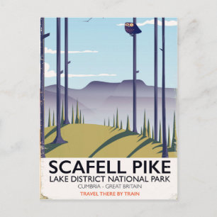 Scafell Pike, Cumbria, Vintage Reiseposter Postkarte