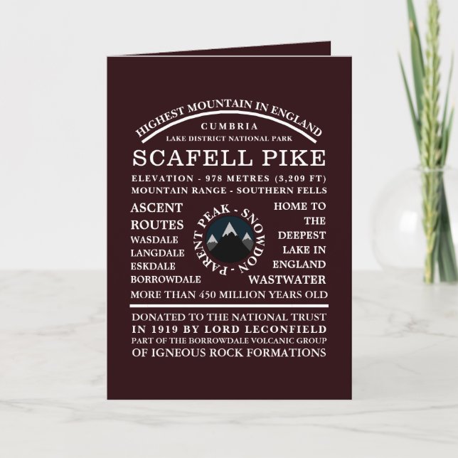 Scafell Pike, Informationen zur Bergwanderung Karte (Vorderseite)