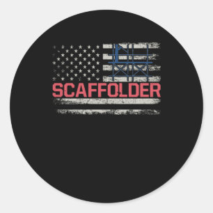 Scaffolder USA Flag Scaffolding Builder Runder Aufkleber