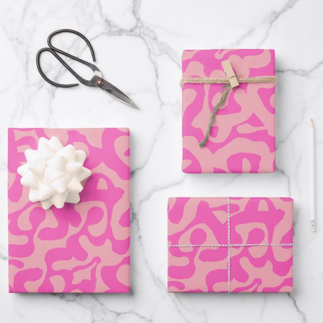 Scala Media Abstrakt Pink Modernes Preppy-Muster Geschenkpapier Set (Vorderseite)