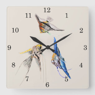 Scalar Fish Quadratische Wanduhr