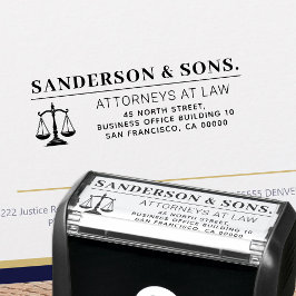 Scales of justice attorney at law return address permastempel