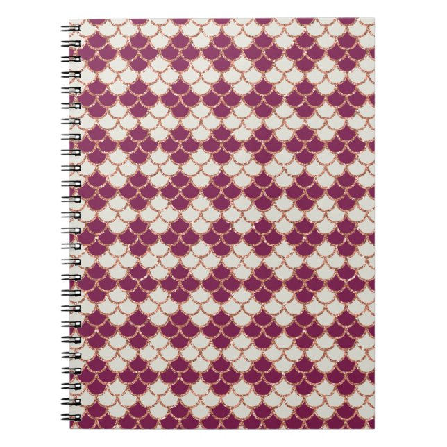Scales Pattern Gold Burgundy Glitzer Notizblock (Vorderseite)