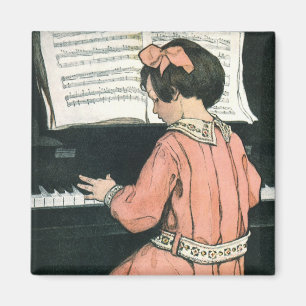 Scales von Jessie Willcox Smith, Piano Music Girl Magnet