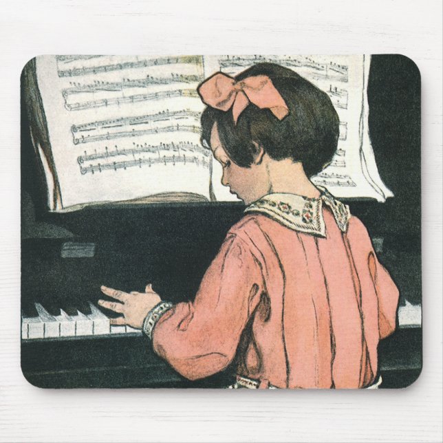 Scales von Jessie Willcox Smith, Piano Music Girl Mousepad (Vorne)