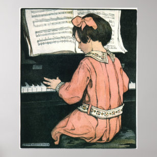 Scales von Jessie Willcox Smith, Piano Music Girl Poster