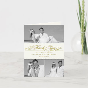 Scallop Band Romantisches Drehbuch 3 Multi-Foto-Ho Dankeskarte