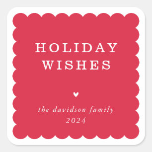 SCALLOP EDGE moderne niedliche festliche Grenze ro Quadratischer Aufkleber