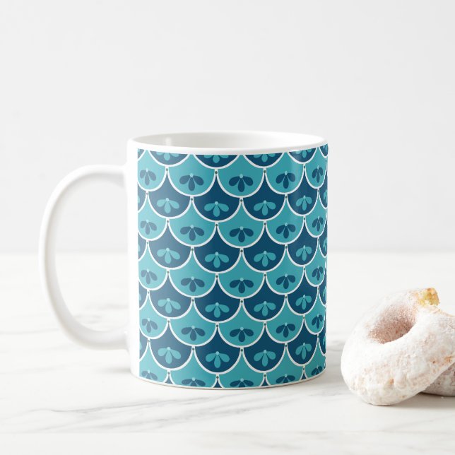 Scallop Floral Custom Colors Kaffeetasse (Mit Donut)