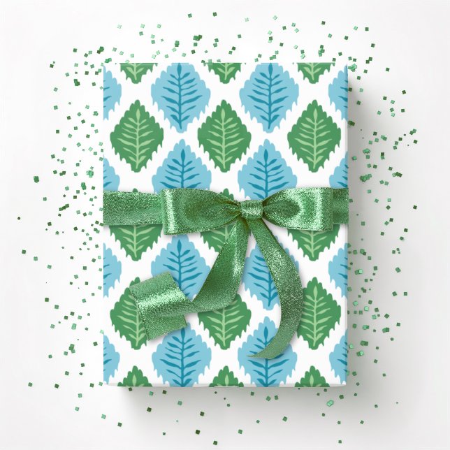 Scallop Leaf Diamond in Green and Aqua Geschenkpapier (Von Creator hochgeladen)