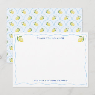 Scallop Light Blue Wavy Edge Lemon Baby Boy Dusche Dankeskarte