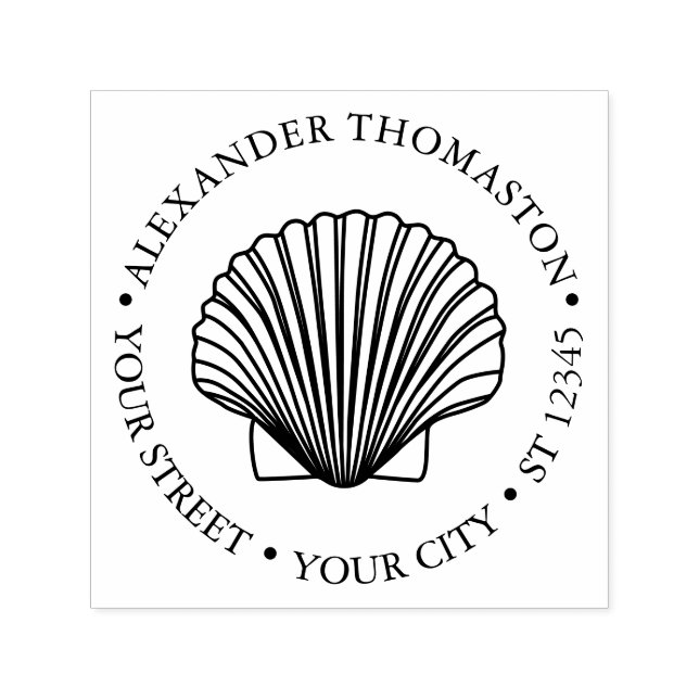 Scallop Muschel #3 Seashore Beach Round Name Ansch Permastempel (Design)