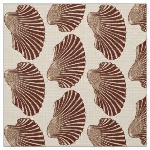Scallop Muschel Blockdruck, braun und Beige Stoff
