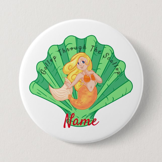 Scallop Muschel Mermaid Button (Vorderseite)