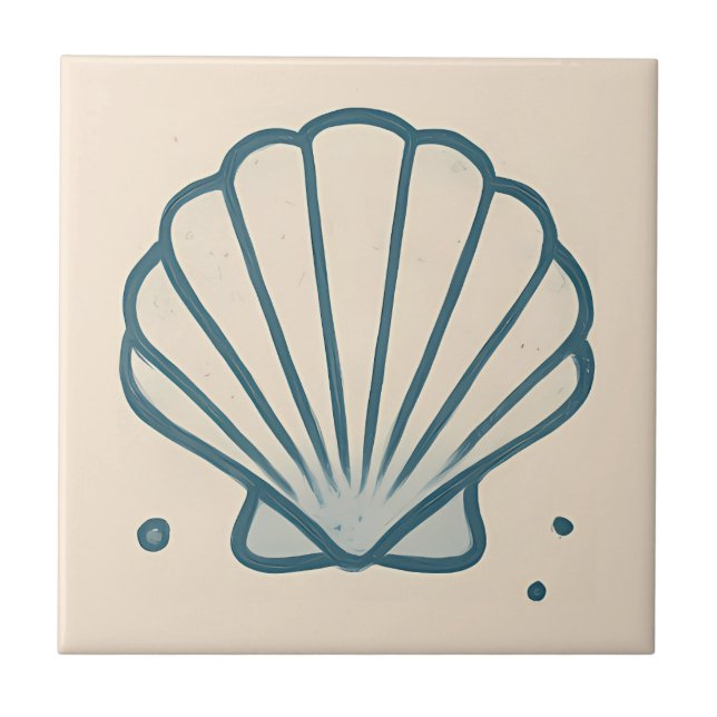 Scallop Muschel Minimalistischer Ozean Tile Fliese (Vorderseite)