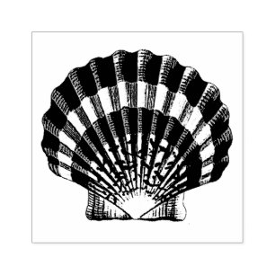 Scallop Muschel Vintag Illustration Gummistempel
