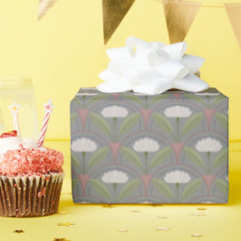 Scallop Muster mit weißem Blütenmuster Geschenkpapier