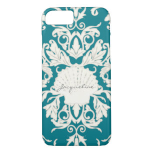 Scallop Seashell Leaf Scroll Damask Beach Muscheln Case-Mate iPhone Hülle