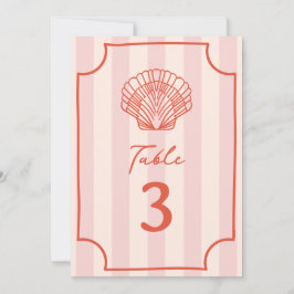 Scallop Seashell Pink Stripe Wedding Einladung