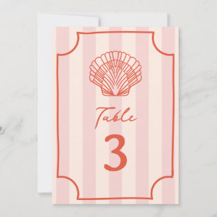 Scallop Seashell Pink Stripe Wedding Einladung