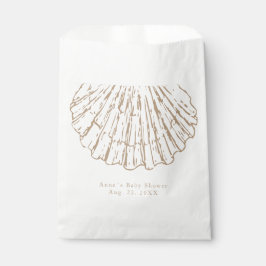 Scallop Shell Elegant Calligraphy Baby Shower Geschenktütchen