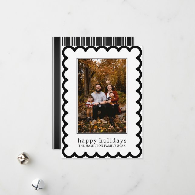 Scallop weihnachtsskallopiertes Foto Feiertagskarte (Vorderseite/Rückseite Beispiel)