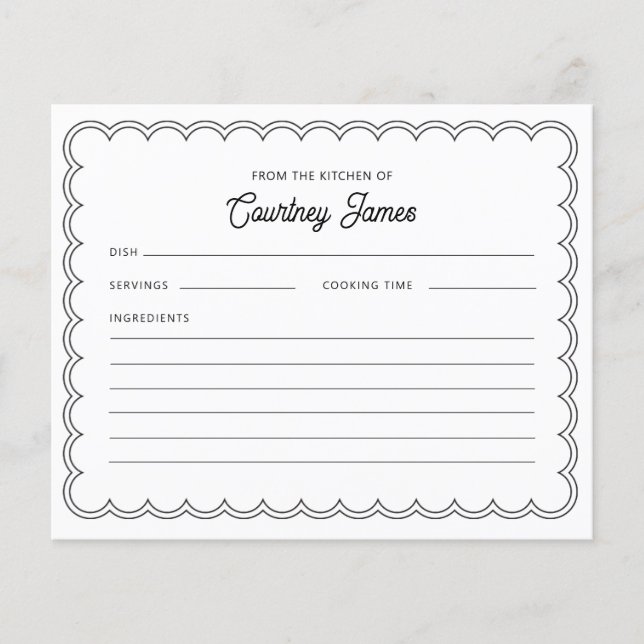Scalloped Border Name Rezept Card (Vorderseite)
