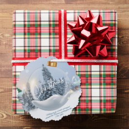 Scalloped Christmas Ornament Card – Dove & Snowy  Karte