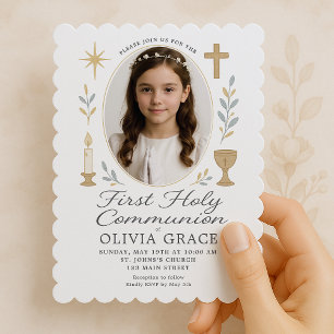 Scalloped First Communitys Invite Girl Einladung