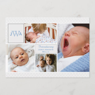 Scalloped Foto Collage Geburtsankündigung Ankündigung
