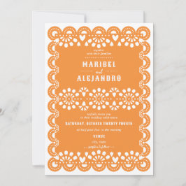 Scalloped Mexican Papel Picado Floral Boho Wedding Einladung