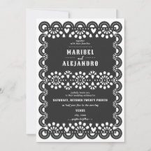Scalloped Mexico Papel Picado Schwarze Hochzeit