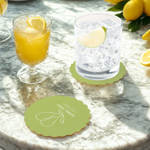 Scalloped Modern Green Perfect Pear Brautparty Untersetzer
