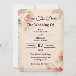 Scalloped Peach Pastel Wedding Save The Date